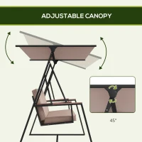 Outsunny Hollywoodschaukel huśtawka ogrodowa 3-osobowa, z daszkiem, odporna na warunki atmosferyczne, Beige + Schwarz(m-5)
