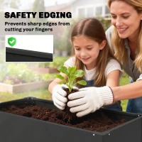 Outsunny Podwyższona Donica z Otwartym Dnem, Wzmocniona Konstrukcja i Rękawice, 102 x 52 x 55 cm, Czarna(m-6)