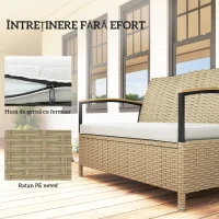 Outsunny Bancă cu Spațiu de Depozitare 125L cu Pernă, Cadru Metalic, 123x70x82 cm, Bej(m-8)