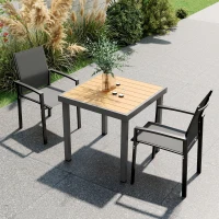Outsunny Conjunto de 2 Cadeiras de Jardim Empilháveis de Exterior Respiráveis com Apoios de Braços Alumínio 56x58x89 cm Cinza Escuro(m-2)