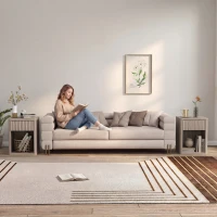 HOMCOM Modern Bedside Table Set of 2, Bedside Cabinet with Drawer and Open Shelf, Side End Table, Nightstand for Bedroom, Oak(m-9)