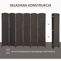 HOMCOM 6-częściowy parawan, składana osłona, ścianka działowa do salonu, sypialni, biura domowego, Brązowy(m-5)