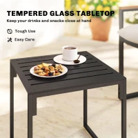 Outsunny 3-częściowy zestaw balkonowy: 2 fotele z stolikiem, poduszki z oddychającym pokryciem, meble ogrodowe bistro z metalu, zestaw wypoczynkowy na taras i do ogrodu, szary(m-7)