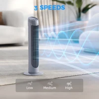 HOMCOM Tower Fan for Bedroom Cooling, 75cm Electric 70° Oscillating with 3 Speed Settings, Standing Floor Fan, Grey(m-4)
