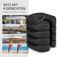 Outsunny Pavillonstandfüße 4er-Set 12 kg Gewichte mit Befestigungsstiften und Transportgurt(m-4)