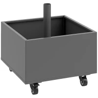 Outsunny Base para guarda-sol 2 em 1 suporte para guarda-sol com rodas universais orifícios de drenagem vaso para flores 50 x 50 x 46 cm cinza escuro(m-1)