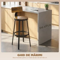 HOMCOM Set 2 Scaune de Bar, Șezuturi Rustice cu Spătar și Suport pentru Picioare, Maro Rustic(m-7)