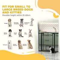 PawHut Bramka dla zwierząt, 96 cm, regulowana szerokość 76-104 cm, z drzwiczkami dla kota, dla schodów i drzwi, czarna(m-9)