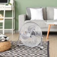 HOMCOM Ventilador de secretária potente 100 W com 3 velocidades e inclinação ajustável a 120° para quarto/escritório doméstico cinza(m-6)