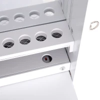 HOMCOM Espelho de joalheiro Armário de joias de pé com luzes LED Gavetas de bloqueio Espelho e dobradiça interior para comédicos 45x36x150cm(m-8)