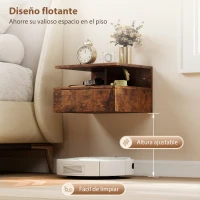 HOMCOM Juego de 2 Mesitas de Noche Flotantes con Cajón Montado en la Pared 35x32x22,5 cm Marrón Rústico(m-5)