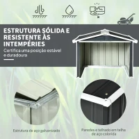 Outsunny Garagem para Corta-Relvas Robótico em Aço Galvanizado com Telhado de Duas Águas para Jardim Exterior 87x103x66 cm Cinzento Escuro(m-4)