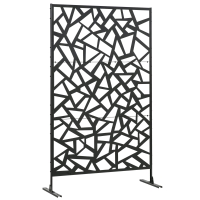 Outsunny Painel de Privacidade para Varanda Decorativo Exterior com Padrão Geométrico Vazado em Aço 122x45x198 cm Preto