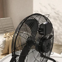 HOMCOM Ventilador de mesa elétrico portátil com 3 velocidades e inclinação ajustável a 120° fluxo de ar potente preto(m-5)