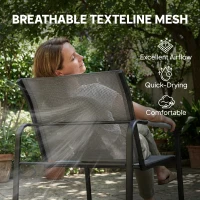 Outsunny Zestaw Mebli Ogrodowych dla 4 Osób Oddychająca Sofa Ogrodowa z 2-osobową Ławką, 2 Krzesłami, Okrągłym Stołem i Regulowanymi Nóżkami(m-5)