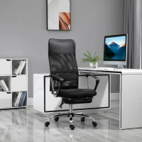 Vinsetto Fauteuil de bureau chaise de bureau ergonomique avec coussin lombaire - repose-pieds rétractable - 65 x 60 x 119-127 cm - noir(m-10)