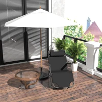 Outsunny Chaise Longue inclinable transat Bain de Soleil fauteuil relax jardin 2 en 1 Pliant têtière Amovible Charge Max. 136 Kg Toile Oxford Facile d'entretien Noir(m-10)