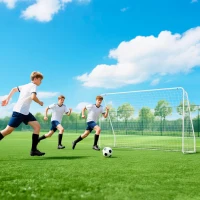 HOMCOM But de football - cage de foot - but d'entrainement dim. 301L x 120l x 200H cm - châssis métal époxy filet PE - piquets inclus - blanc(m-10)