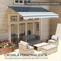 Outsunny Material de Înlocuire pentru Cort Retractabil 4x3 m din Poliester Anti UV 50+ Gri(m-4)