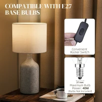 HOMCOM Lampa Stołowa, Lampa Nocna, Biurkowa z Ceramiczną Podstawą, Abażurem z Płótna, 22x22x45 cm, Piaskowy Brąz + Biały(m-5)