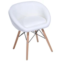 HOMCOM Chaise Design scandinave - Chaise de Salon ou Cuisine - Pieds effilés Bois Massif - revêtement synthétique PU Blanc(m-12)