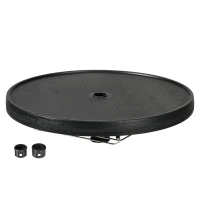 Outsunny Table de parasol plateau à table ronde 60 cm avec trou pour parasol pour plage, terrasse, jardin, piscine noir(m-13)