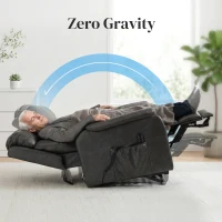 HOMCOM Fotel dla seniorów z funkcją podnoszenia i relaksu, elektryczny fotel z ekoskóry, podwójny silnik, sprężyny kieszeniowe, czarny(m-5)