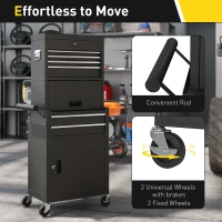 HOMCOM Three-Part Steel Locking Tool Chest - Black(m-6)