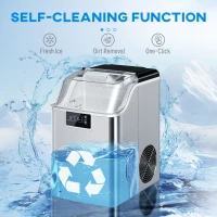 HOMCOM Maszyna do lodu, dystrybutor kostek lodu, Ice-Maker, 20 kg/24h, zbiornik na lód 2,3 L z zbiornikiem na wodę 3,2 L, kolor srebrny(m-7)