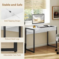 HOMCOM High Gloss Work Table, with Drawers - White(m-5)