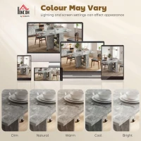 HOMCOM 80-140 cm Folding Dining Table for 4-6 People, Drop Leaf Table with 2-Tier Shelves, Rolling Casters, for Small Spaces, Kitchen, Flat, Dining Room, Cement Grey(m-8)