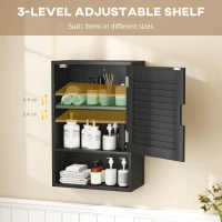 HOMCOM Bathroom Cabinet, Wall Mounted Storage Cabinet with Adjustable Shelves, 40 x 20 x 60 cm, Black(m-5)