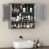 HOMCOM Bathroom Cabinet, Wall Mounted Storage Cabinet with Adjustable Shelves, 60 x 20 x 60 cm, Grey(m-7)