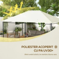 Acoperiș de Schimb pentru Foișor 3x4 m pentru Outsunny 84C-116, Crem(m-4)