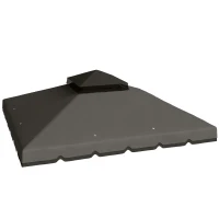 Outsunny Acoperiș de Rezervă pentru Pavilion 3x3 m de Grădină, Husă pentru Pavilion cu Două Nivele Rezistentă la Apă din Țesătură 180g/㎡ Anti-UV 30+ cu 8 Orificii de Drenaj, Gri(m-10)