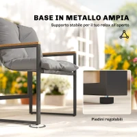 Outsunny Set Tavolo e Sedie da Esterno per 3 Persone in Metallo con Cuscini Spessi, Multicolore(m-6)