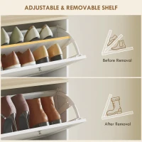 HOMCOM Modern Compact Three-Drawer Shoe Storage Cabinet - White(m-5)