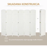 HOMCOM 6-częściowy dzielnik przestrzeni, składana osłona prywatności, ścianka osłonowa do salonu, sypialni, biura domowego, Biała(m-5)