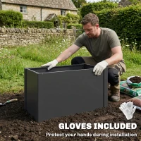 Outsunny Podwyższona Donica z Otwartym Dnem, Wzmocniona Konstrukcja i Rękawice, 102 x 52 x 55 cm, Czarna(m-7)