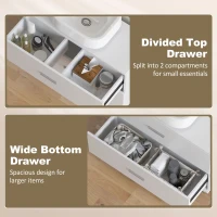 HOMCOM Nowoczesna szafka pod umywalkę z 2 szufladami, stojąca szafka bez podstawy, biały(m-6)