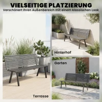 Outsunny Gartenbank 3-Sitzer wetterfest Metall Outdoor Sitzbank mit breitem Sitz Lamellendesign, bis 240 kg 154 x 68 x 88 cm(m-8)