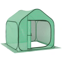 Outsunny Mini estufa pop-up pequena estufa legumes plantas flores com porta com zíper em PE 150 x 148 x 148 cm verde(m-1)
