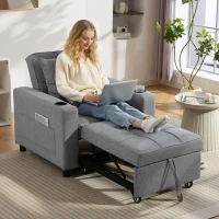 HOMCOM 3-in-1 Single Sofa Bed, Convertible Sleeper Chair Bed - Dark Grey(m-2)