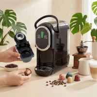 HOMCOM Pod Coffee Machine for Nespresso, Dolce Gusto Capsule & Ground Coffee, Small Semi Automatic Coffee Maker, 19 Bar, 0.6L(m-8)