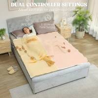 HOMCOM Pătură electrică 160x140 cm cu 5 niveluri de încălzire și 2 zone de control independente, din poliester alb(m-5)