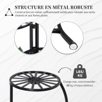 Outsunny Étagère à Fleurs Supports de Pots Porte Plante en métal à 3 Niveaux élégant Pliable intérieur/extérieur pour Maison Balcon Jardin Terrasse dim. 64L x 45l x 56H cm Noir(m-6)