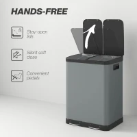 HOMCOM Kosz na śmieci 2 x 30L, pedał, pokrywka, metalowy wnętrze(m-6)