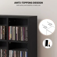 HOMCOM CD Storage Unit with Adjustable Shelves, 89 x 130.5 cm, Black(m-10)