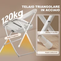 HOMCOM Set 4 Sedie Pieghevoli con Fori di Drenaggio in Plastica e Metallo, 45x49x79.5 cm, Bianco(m-8)