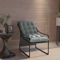 Outsunny Chaise de jardin fauteuil d'extérieur avec coussin cadre en acier pour balcon, terrasse, jardin gris(m-10)